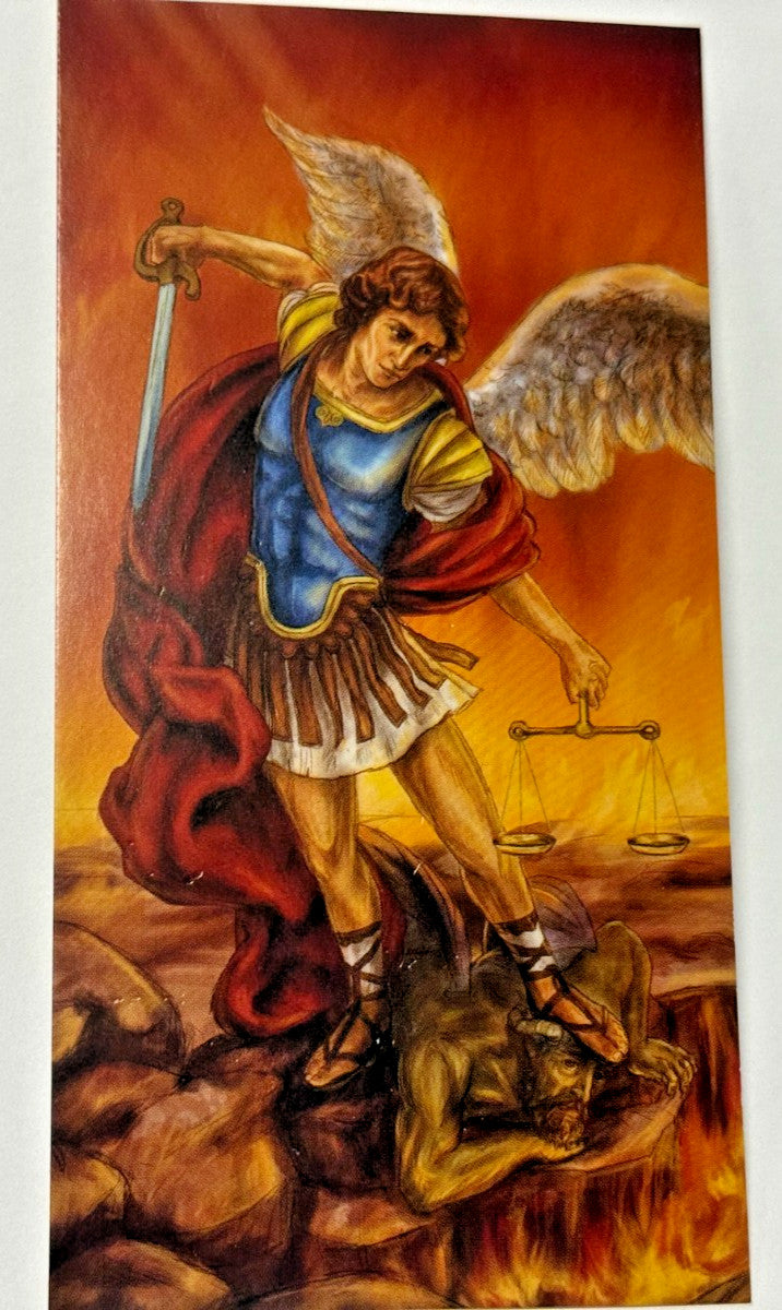 St Michael + Guardian Angel Prayer Card + Medal & 20" Chain, New #AB-031