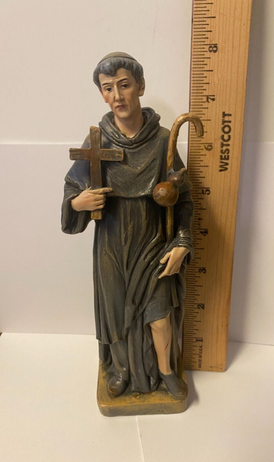 8-inch Saint Peregrine statue by Bob and Penny Lord, Cancer Saint collectible figure with detailed religious craftsmanship.