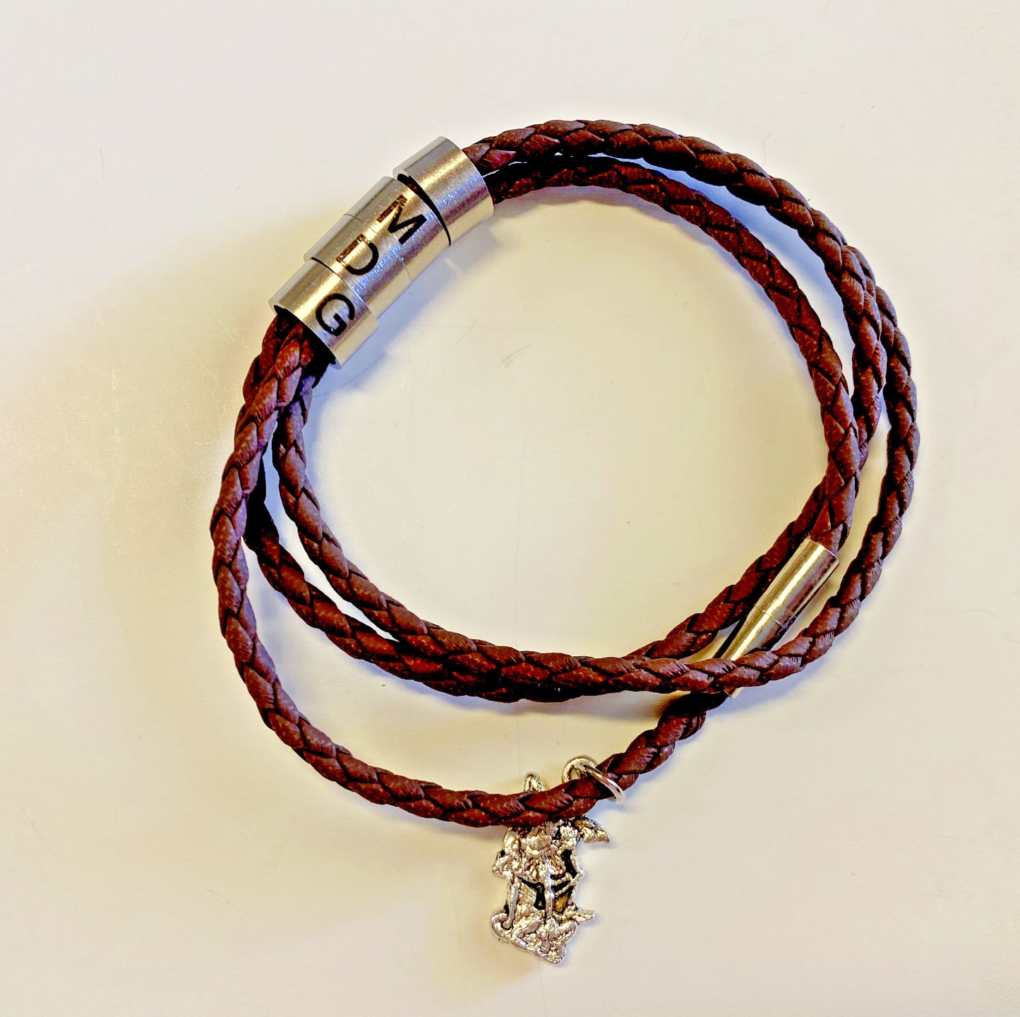 "For the Great Glory" AMDG Brown Wrap Bracelet, New #MD-097