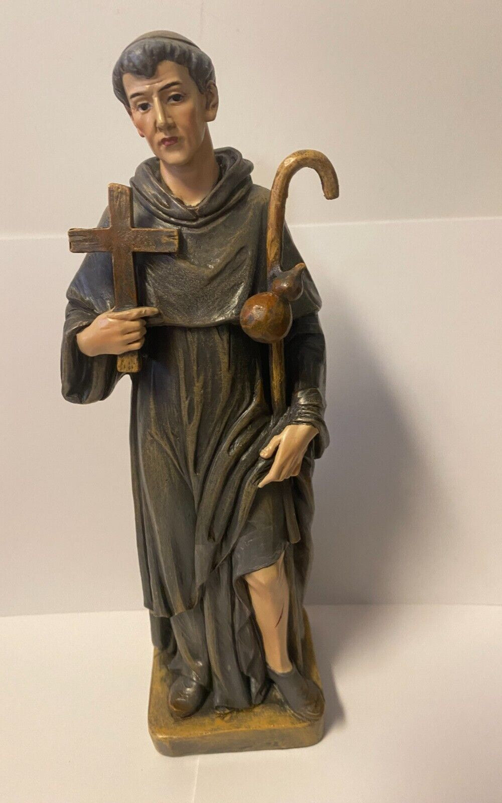 8-inch Saint Peregrine statue by Bob and Penny Lord, depicting the Cancer Saint in a detailed religious figure.