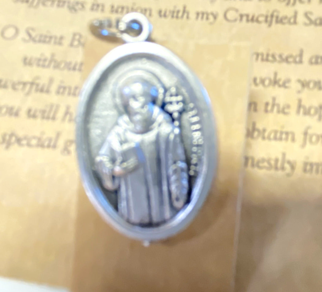 Saint Benedict (Patron St of Kidney Disease) Novena + Medal, New #PCM-06