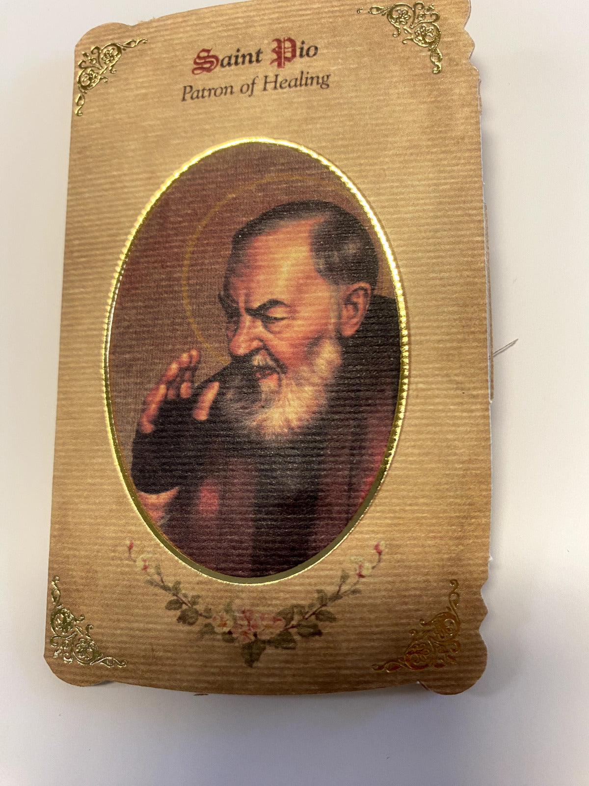 Saint Padre Pio (Patron of Healing) Prayer Card with Medal, New