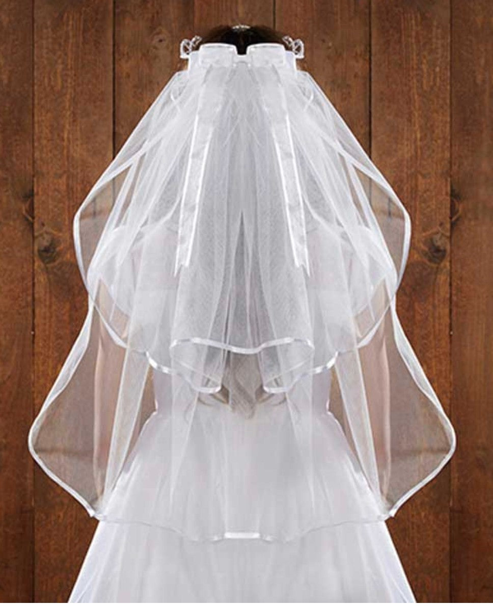 First Holy Communion Veil, with Pearl Tiara,  New  #AB-369-R2