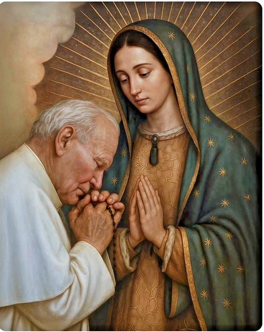 Our Lady of Guadalupe & St John Paul II Wood Plaque, New #AB-013 - Journeys of Faith