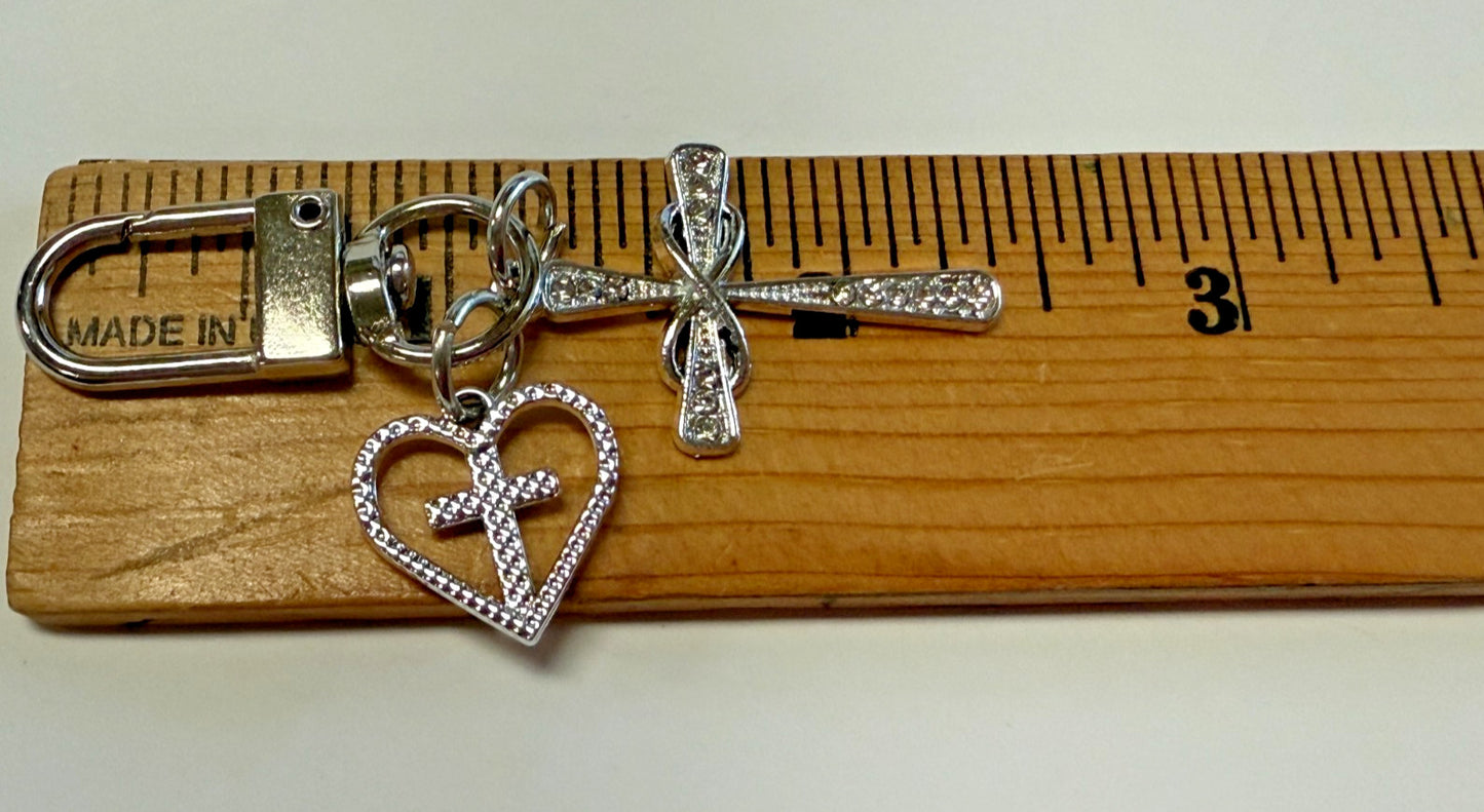 Cross +  Heart with a Cross  Silver tone Devotional  Clip, New #Gftshp-129 - Journeys of Faith