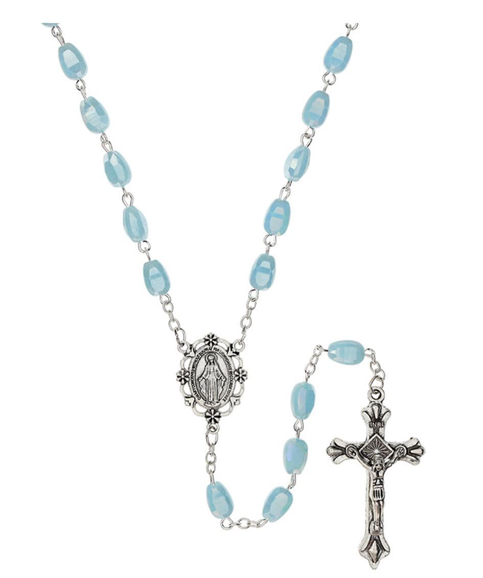 Iridescent Blue Crystal Miraculous Medal Rosary, New Gftshp-93 Journeys of Faith Collectibles:Religion & Spirituality:Christianity:Rosaries