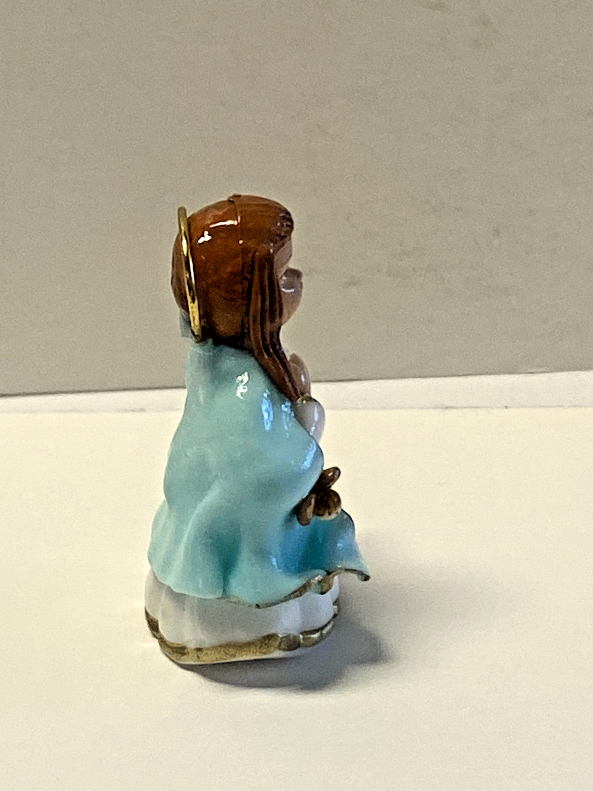 Miniature Immaculate Heart of Mary statue by Bob and Penny Lord, 1.50 inches, religious collectible from Colombia.