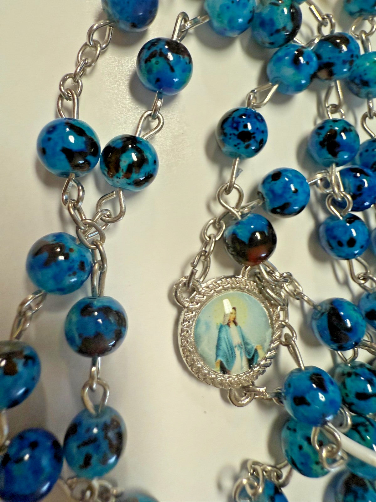 Our Lady of Grace, Blue Marble Rosary, New  #Gftshp-69 - Journeys of Faith