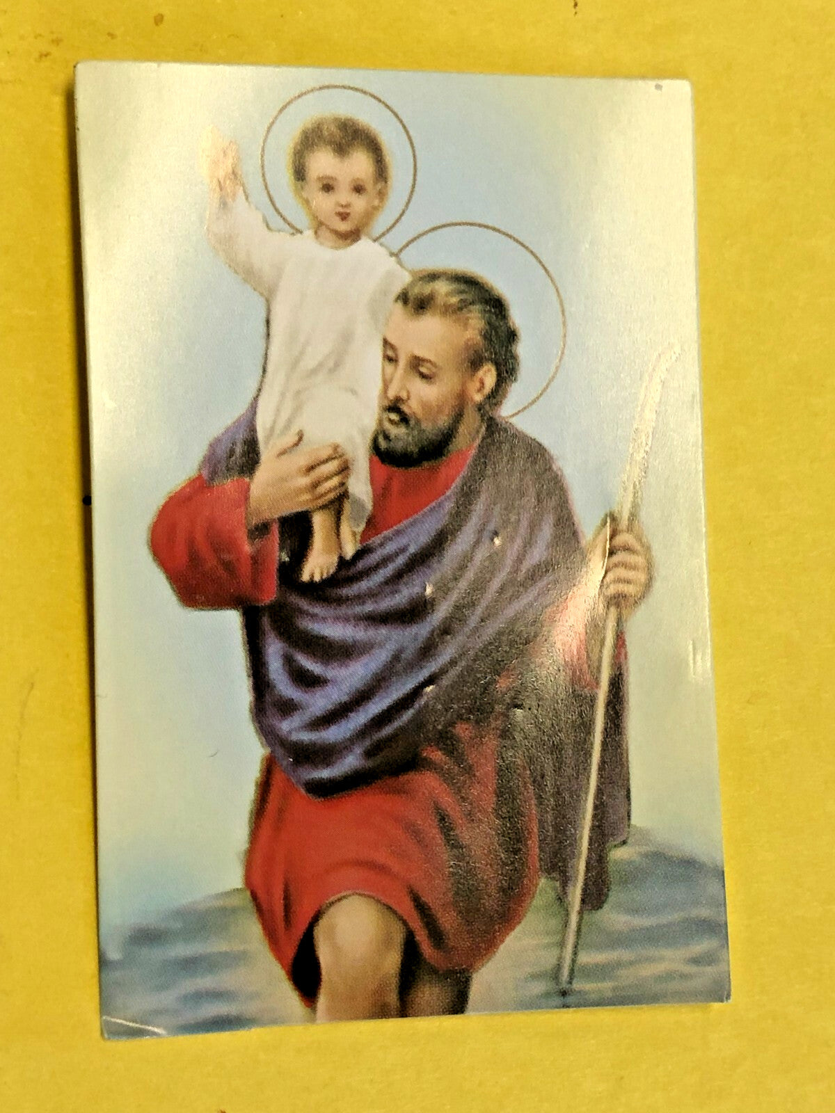 Saint Christopher Faux Pearls 1 decade Rosary Clip + Prayer Card, New ,#MD-047 - Journeys of Faith