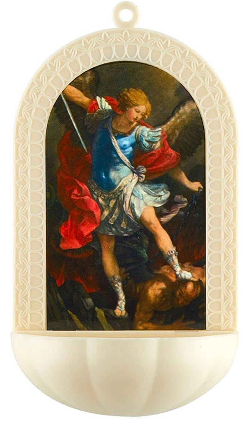 Saint Michael the Archangel  5.25" Holy Water Font, New #AB-337-R2 Journeys of Faith Collectibles:Religion & Spirituality:Christianity:Holy Cards