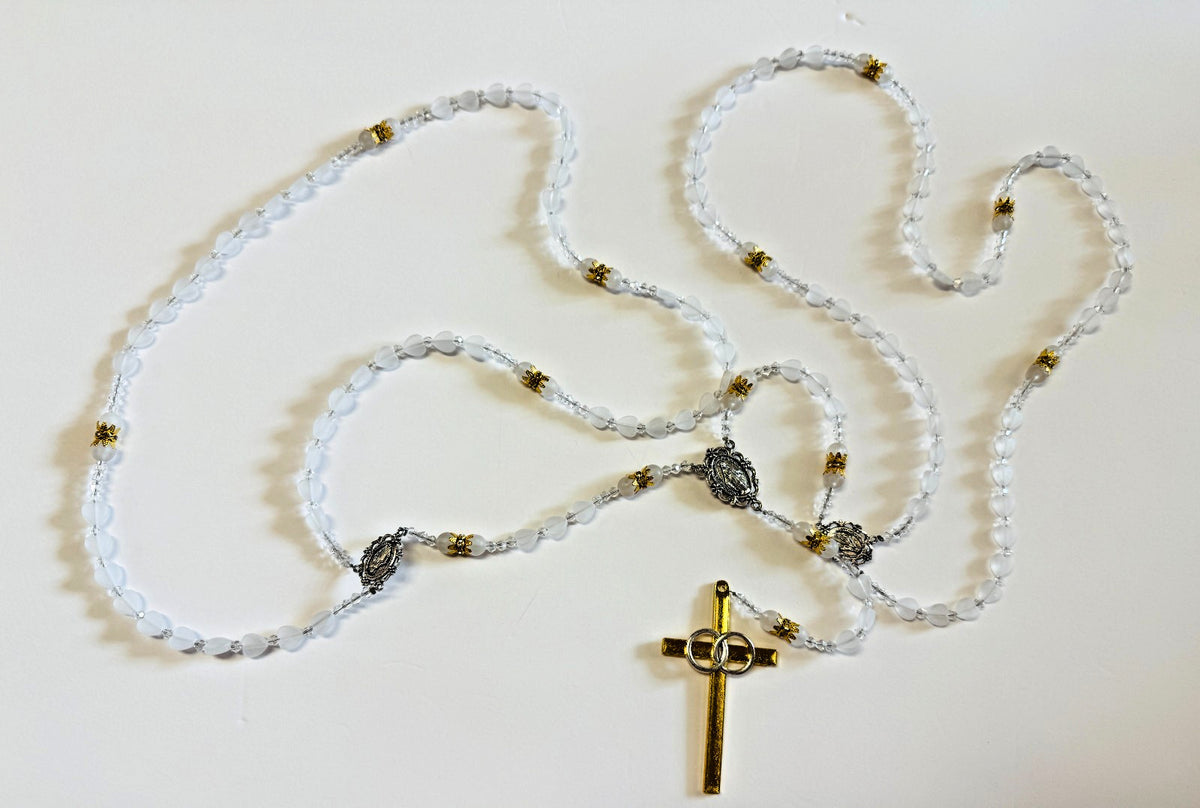 Wedding Rosary/Lazo Matrimonial, White + Two Tone, New, #Gftshp-288 - Journeys of Faith