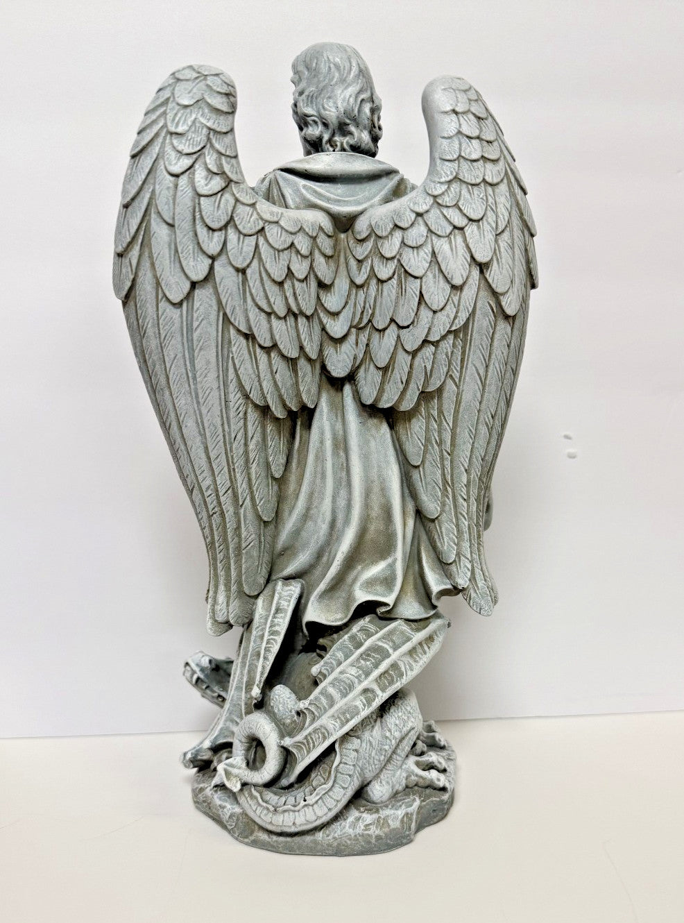 Saint Michael the Archangel statue, 12.25-inch Christian religious figure by Bob and Penny Lord, detailed angel with sword and shield.