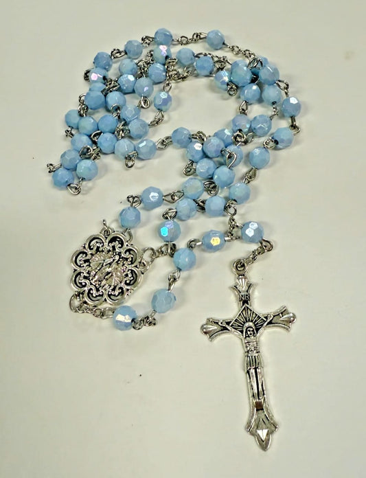 Iridescent Light Blue Rosary, New Gftshp-62 Journeys of Faith Collectibles:Religion & Spirituality:Christianity:Rosaries