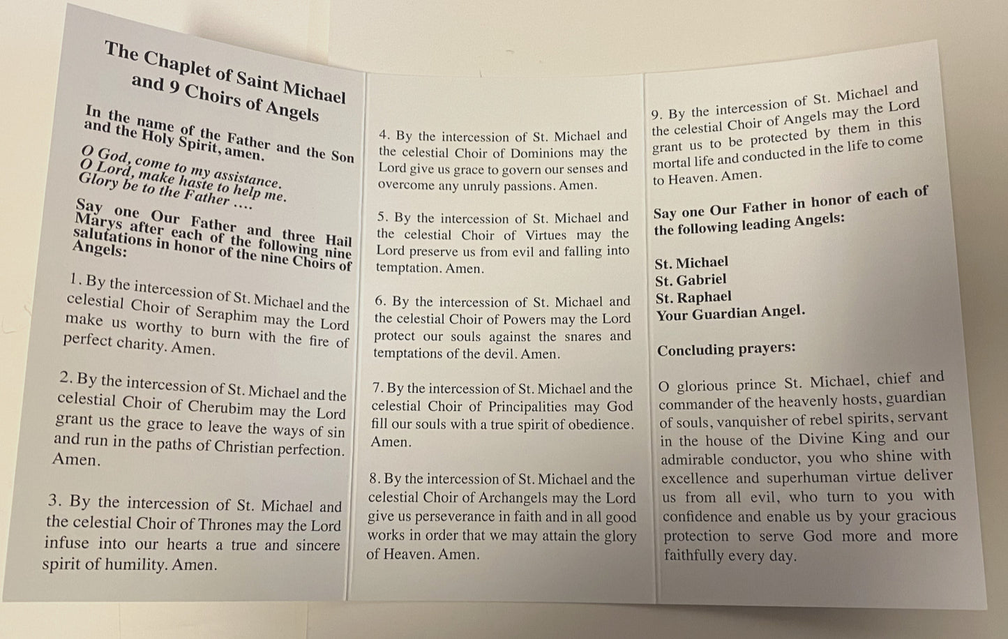 Chaplet of Saint Michael The Archangel &  9 Choirs of Angels , New  #PC-07 - Journeys of Faith