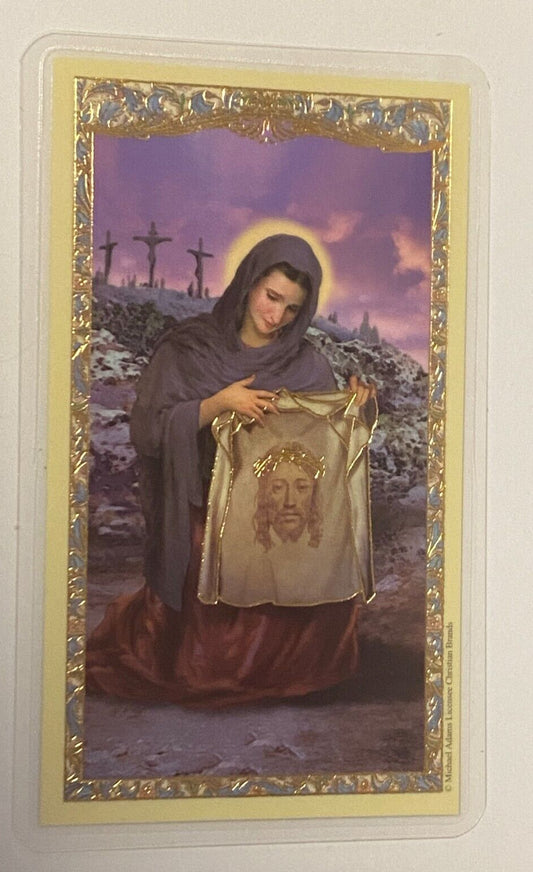 St Veronica " Holy Face of Jesus", Laminated Prayer Card, New #PCL-27