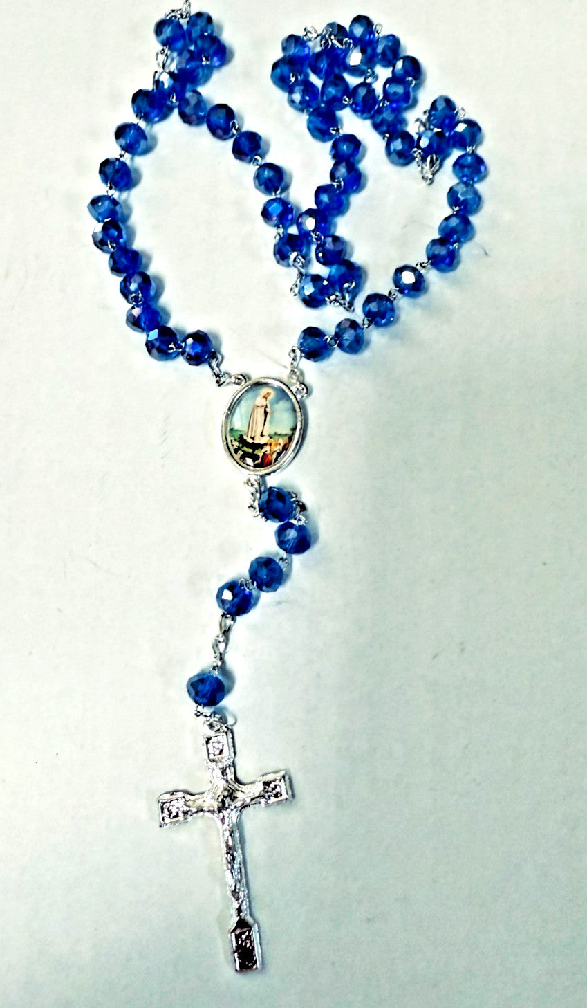 Our Lady of Fatima  Iridescent Blue Rosary, New from Colombia #L061 - Journeys of Faith