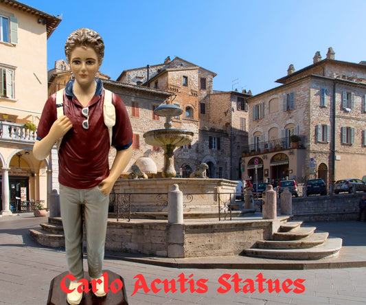 Saint Carlo Acutis, Apostle of the Eucharist Statue 10" New from Colombia #F007