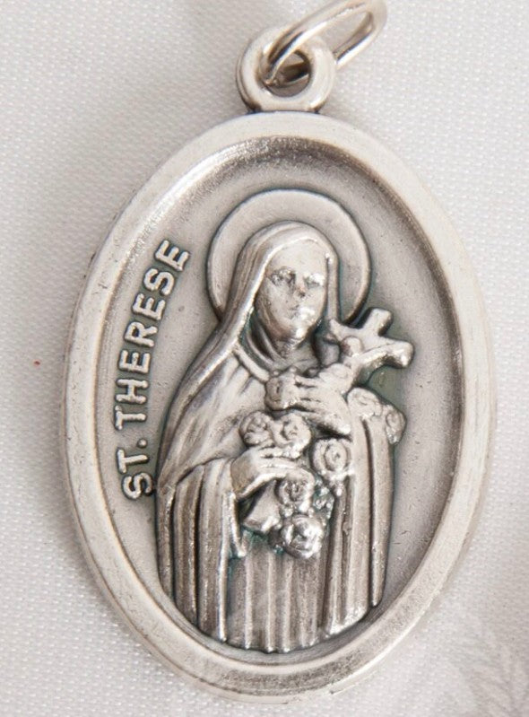 Saint Therese of Lisieux Silver tone Medal, New from Italy, #MD-109