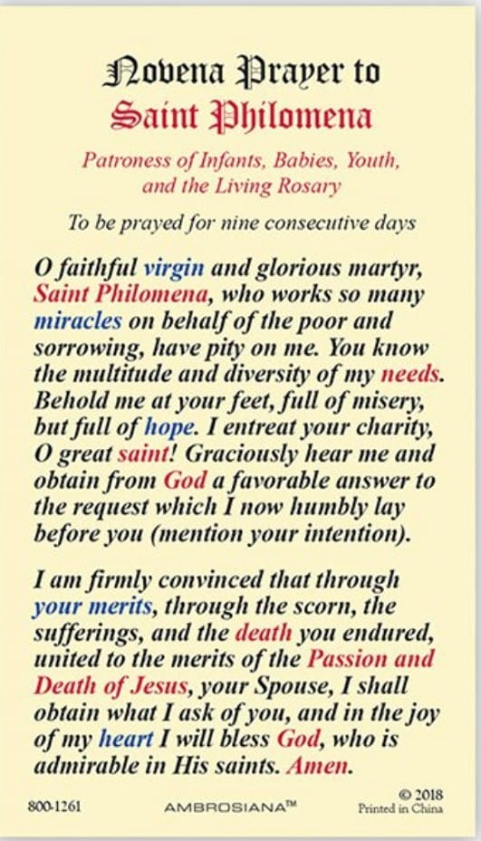 Saint Philomena Laminated Prayer Card, New from Italy #PCL-19 Journeys of Faith Collectibles:Religion & Spirituality:Christianity:Holy Cards