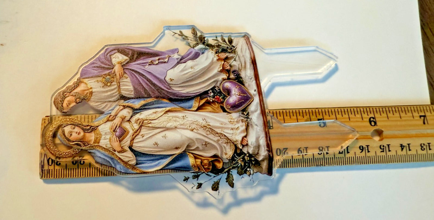 Savred Hearts of Jesus & Mary Acrylic Garden Stake, New #ALM-028-R2