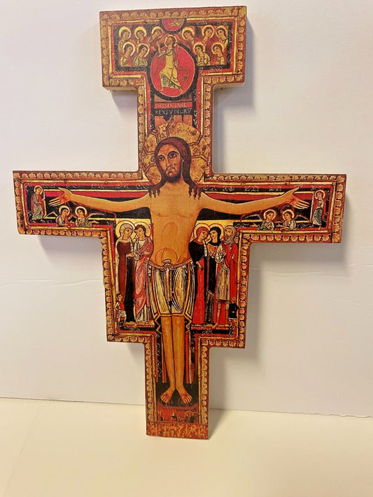San Damiano Wood 16" Crucifix, New #AB-04