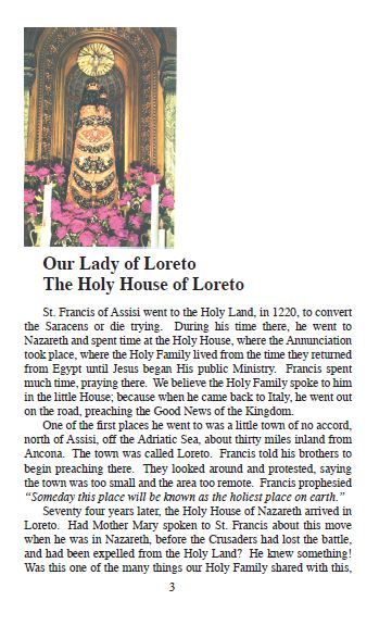 The Holy House of Loreto Pamphlet/Minibook, by Bob and Penny Lord - Journeys of Faith