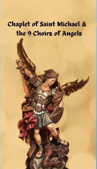 Chaplet of Saint Michael the Archangel and 9 Choirs of Angels Holy Card by Journeys of Faith, religious Christian collectible.