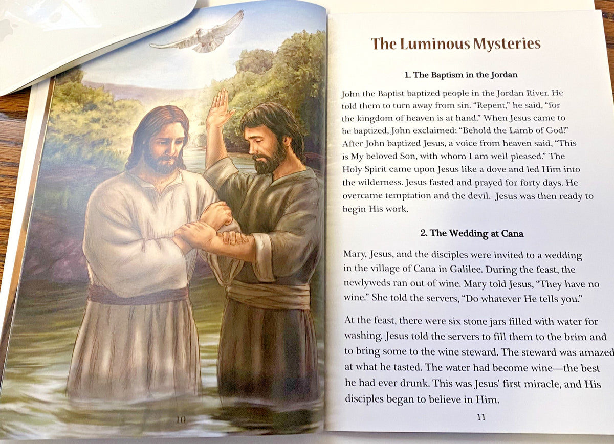 Children's paperback book titled "The Rosary for Children" by Bob and Penny Lord Journeys of Faith, featuring colorful cover art.