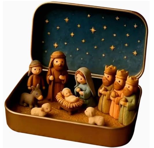 Children's 10 pc Miniature Nativity Scene,  Handmade, New #Gftshp-91
