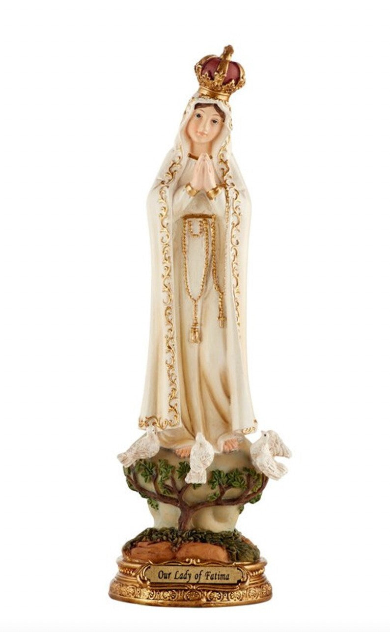 8-inch Our Lady of Fatima religious statue by Bob and Penny Lord, detailed Christian figurine for collectibles and spiritual display.