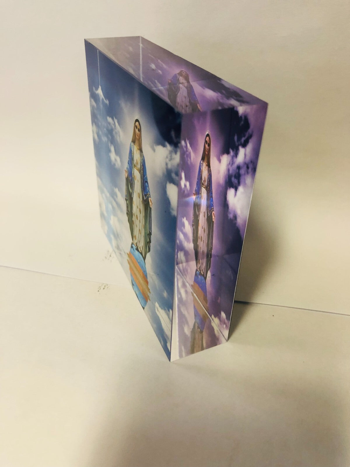 Acrylic image block of Our Lady of Grace, Christian religious collectible by Bob and Penny Lord, featuring a serene depiction of Mary.