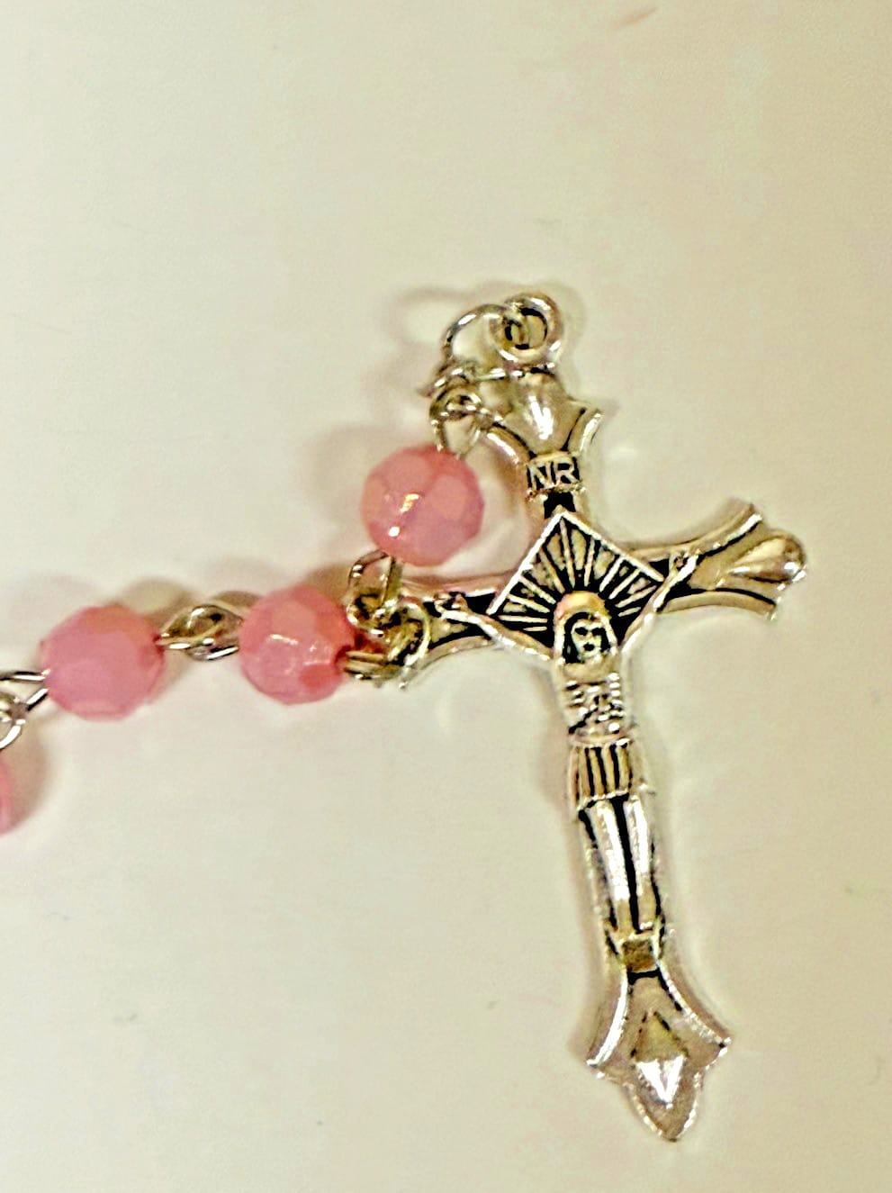 Iridescent Light Pink Rosary, New Gftshp-68 Journeys of Faith Collectibles:Religion & Spirituality:Christianity:Rosaries
