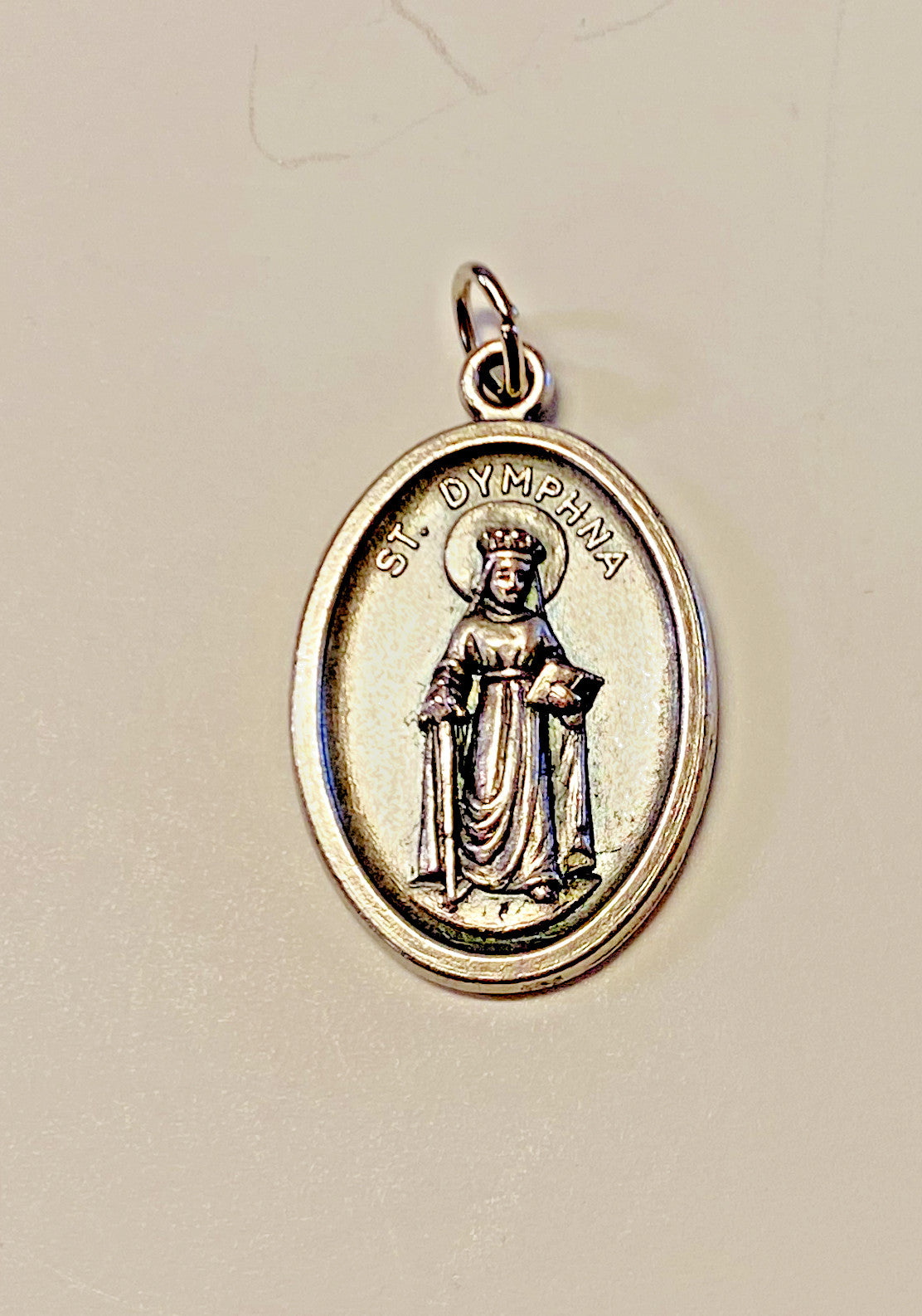 Saint Dymphna (Patron of Mental Disease) Silver tone Medal, New #MD-100