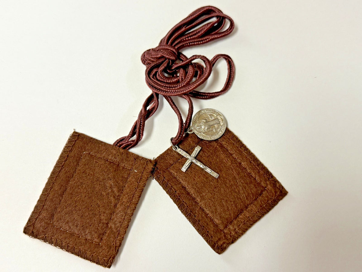 Our Lady of Mt Carmel & St Simon Stock Brown Scapular, New #AB-441-R2