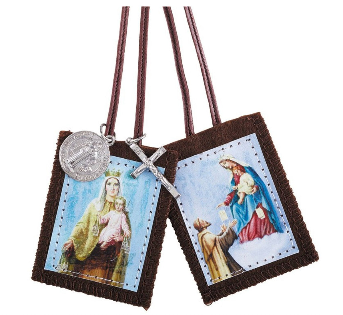 Our Lady of Mt Carmel & St Simon Stock Brown Scapular, New #AB-441-R2