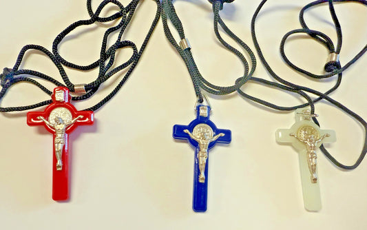 Saint Benedict Crucifix Pendant, Assorted Colors to choose from, New #MD-042 - Journeys of Faith