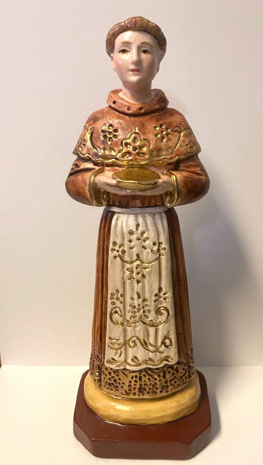 Saint Paschal Baylon 9" hand painted  Statue, New from Colombia #L028