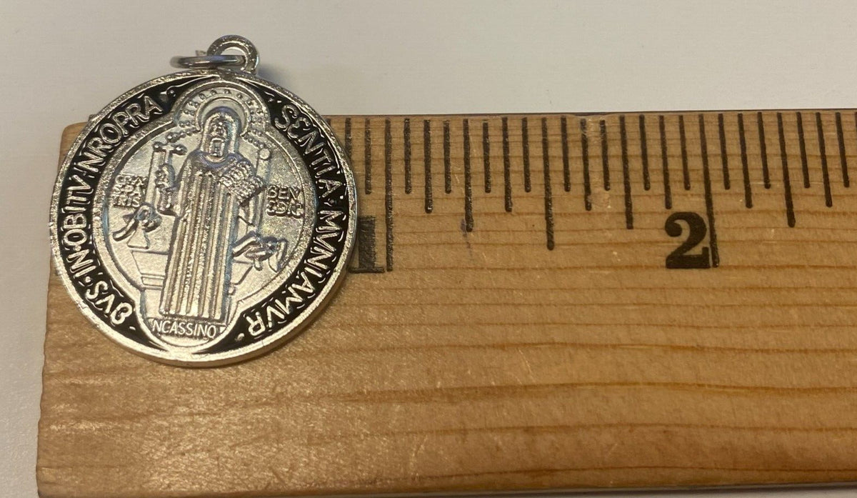 Saint Benedict Black & Silver tone Medal, New #MD-007 - Journeys of Faith