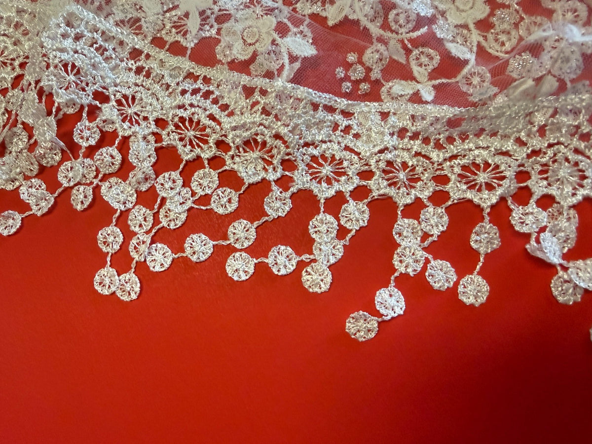 Women's  White Lace with white accents, Church Veil, New #AB-455-R2
