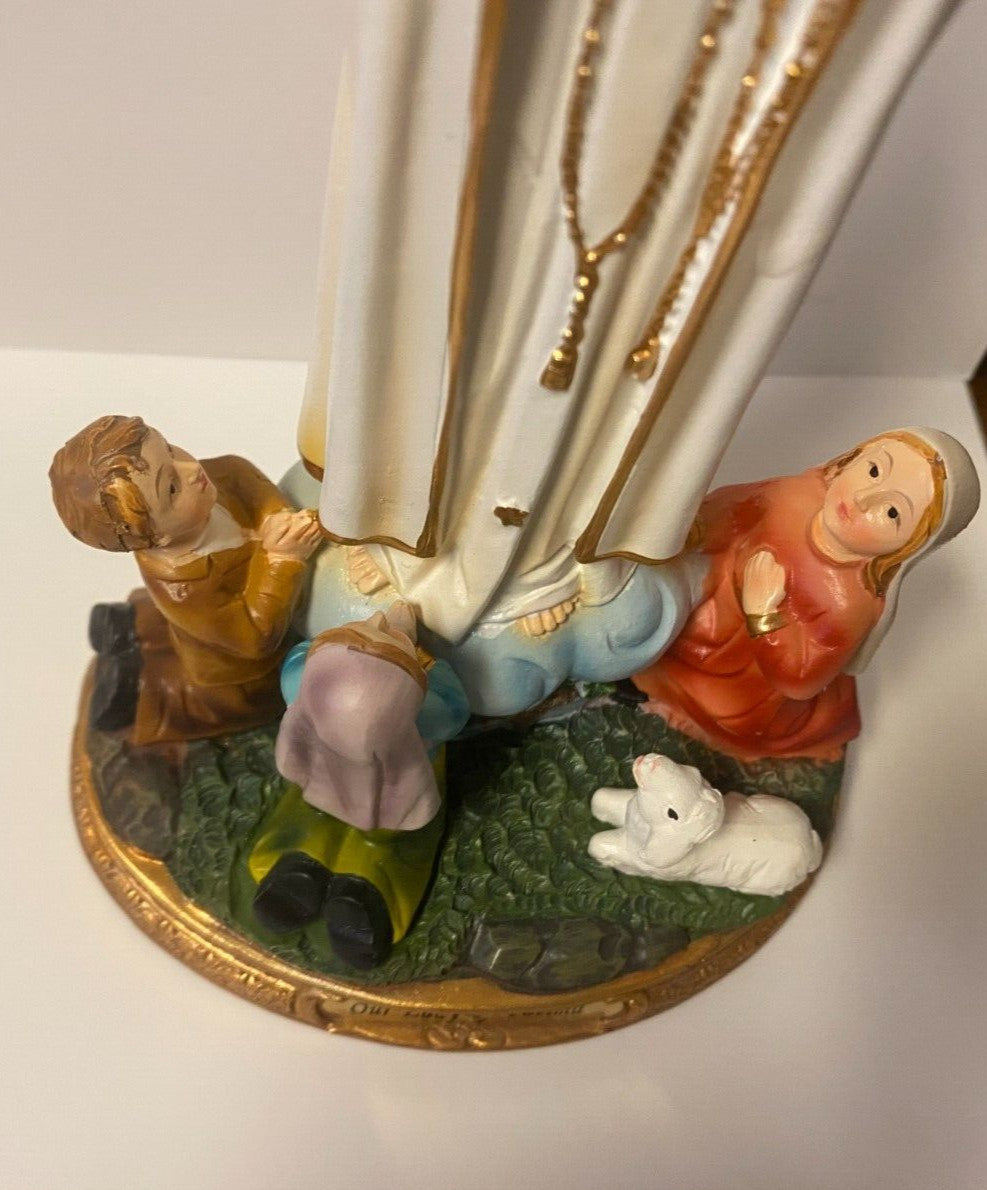 8-inch Our Lady of Fatima statue with children, Christian religious figurine by Bob and Penny Lord Journeys of Faith, detailed craftsmanship