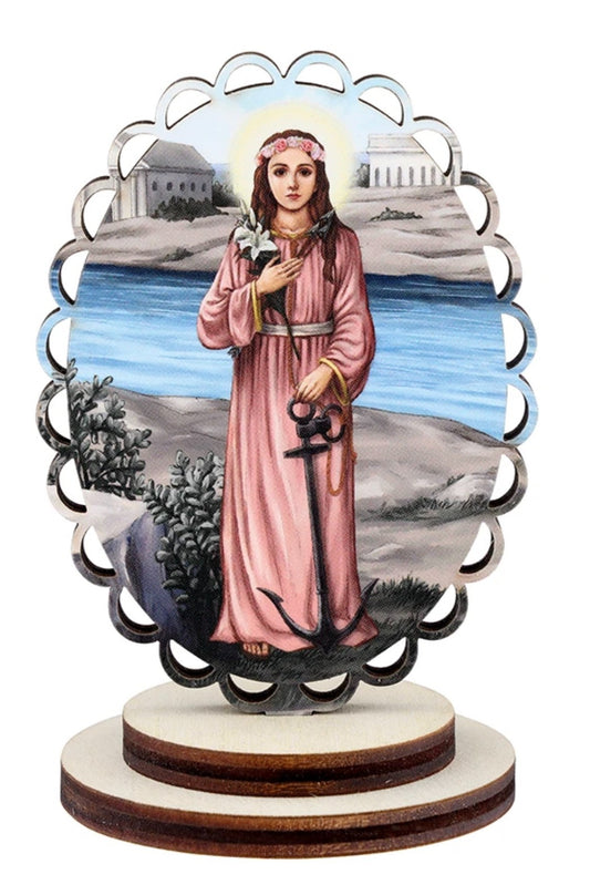 Saint Philomena  3.5"  Scalloped Wood Image, New #Gftshp-245