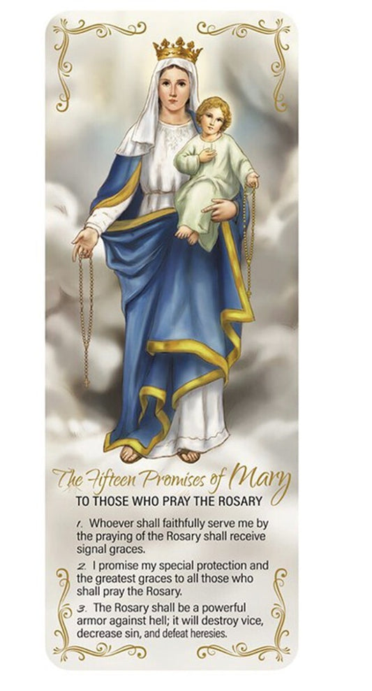 15 Promises of Mary, To Those Who Pray the Rosary  Large Bookmark, New #PC-20