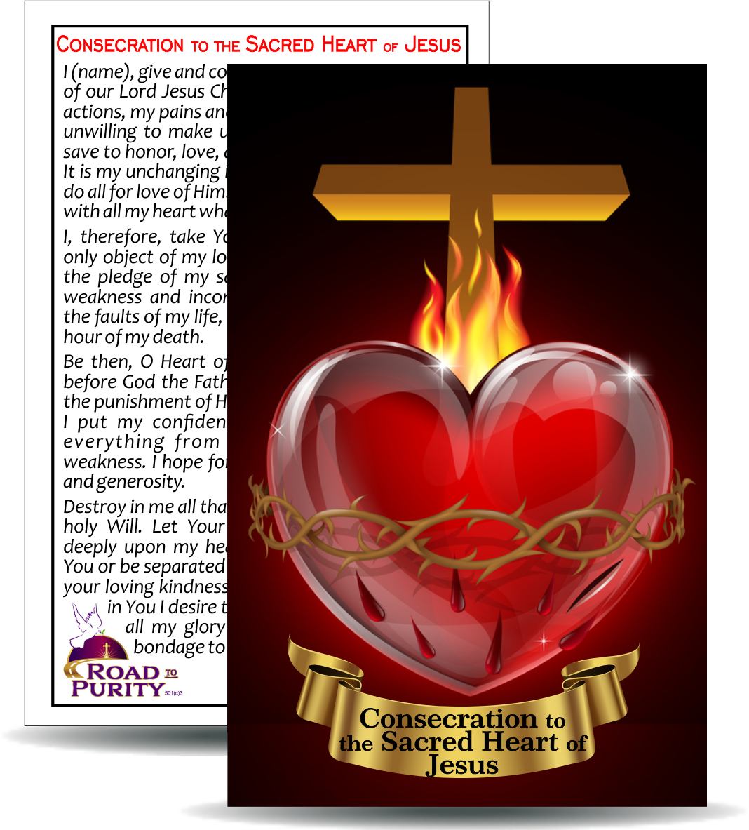 Consecration to the Sacred Heart of Jesus - Holy Card / 2 1/4"x 3 1/2" (b) (C) - Journeys of Faith