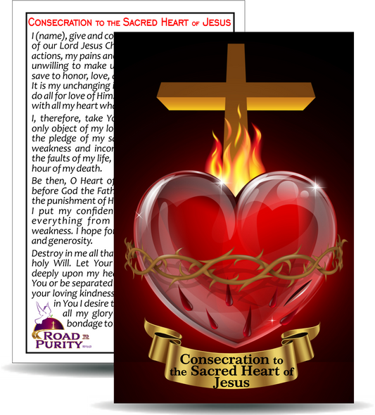Consecration to the Sacred Heart of Jesus - Holy Card / 2 1/4"x 3 1/2" (b) (C) - Journeys of Faith