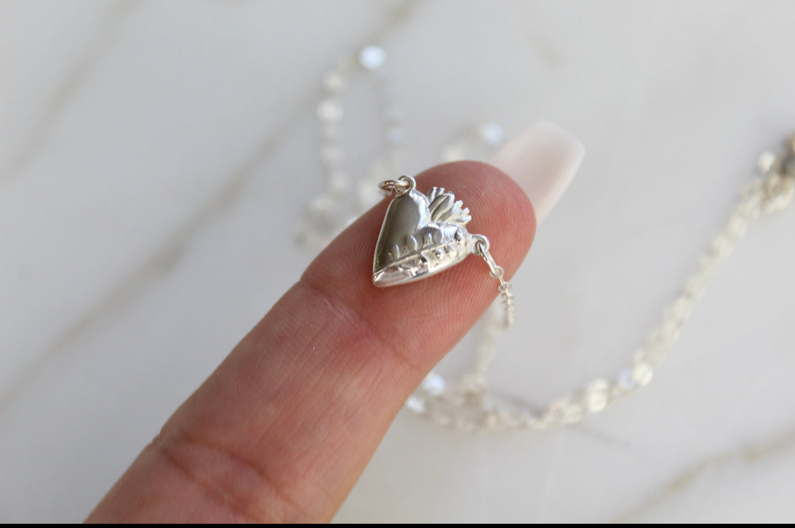Holy Hearts™ Chaste Heart Of St. Joseph Necklace In Sterling Silver - Journeys of Faith