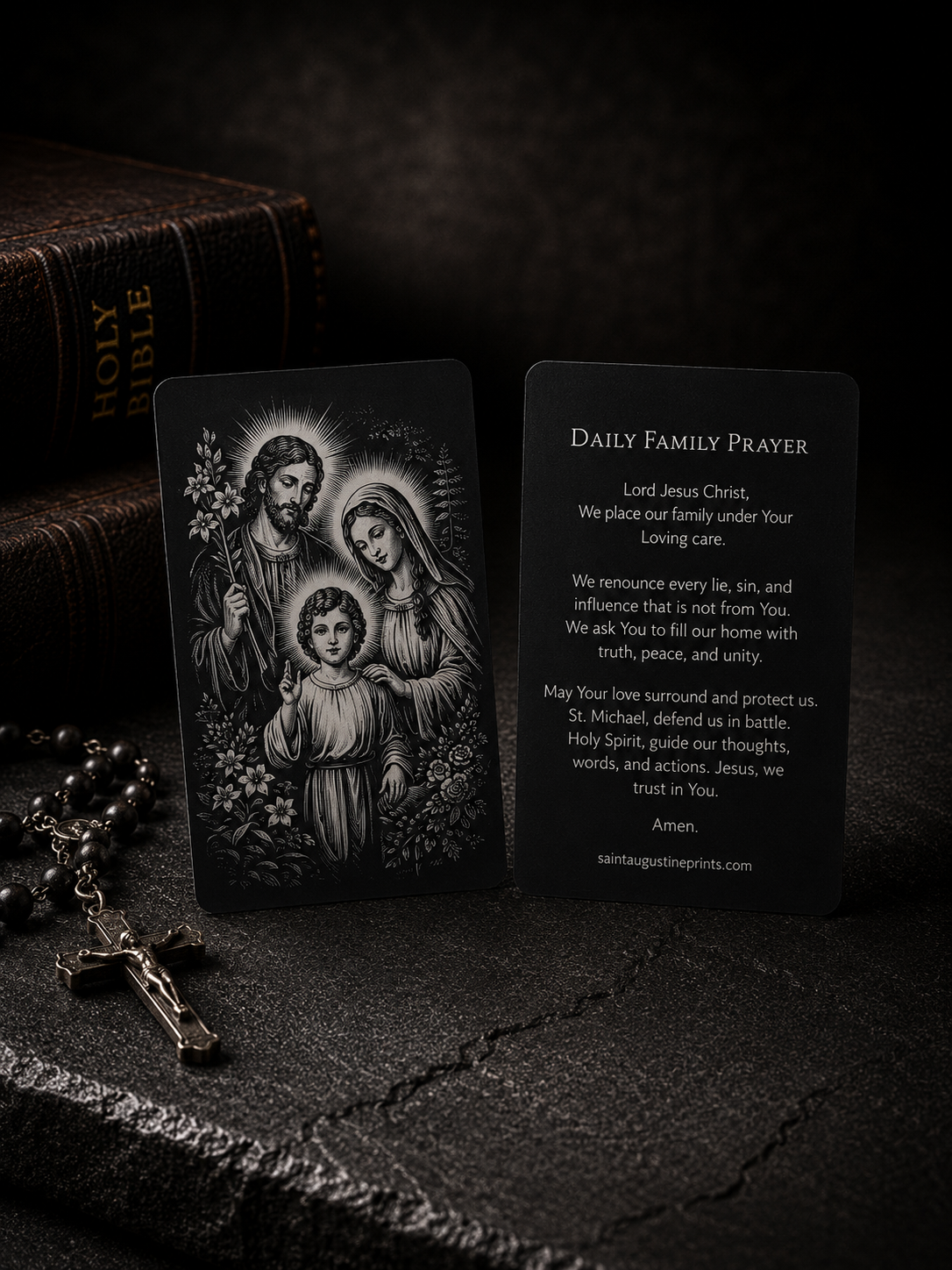 Metal Prayer Card and Personalized Wood Case