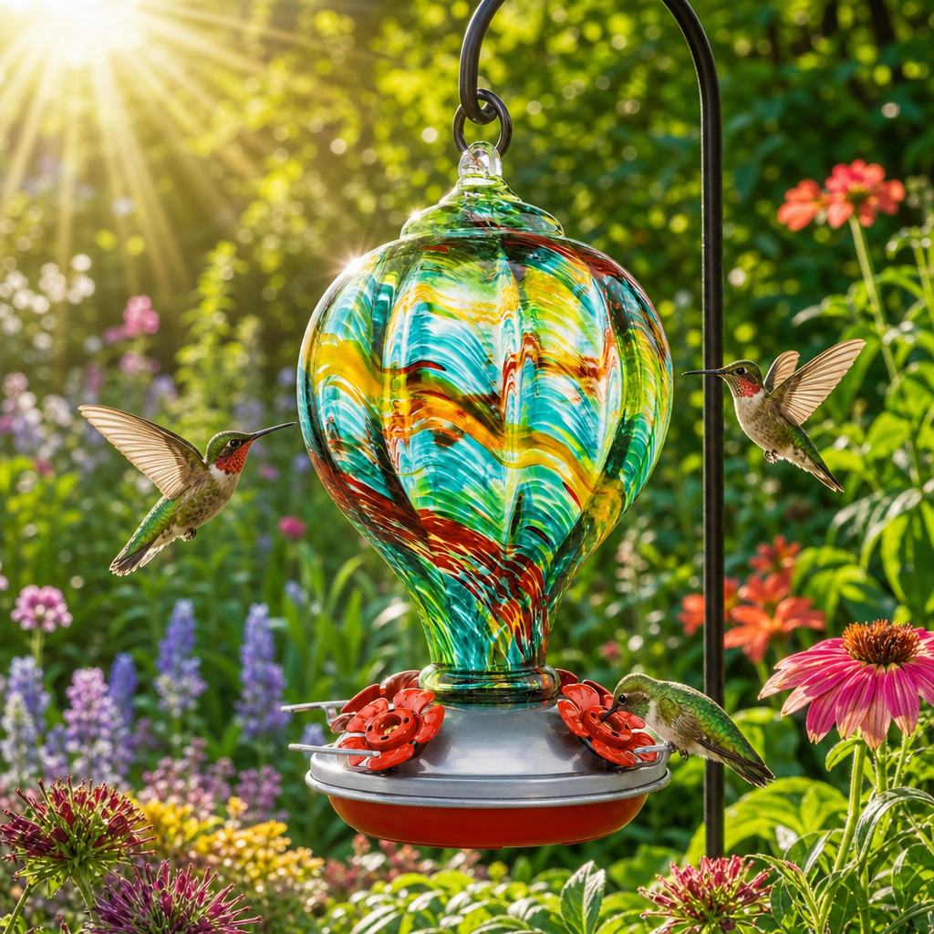 Hand Blown Glass Humming Bird Feeder BA06B