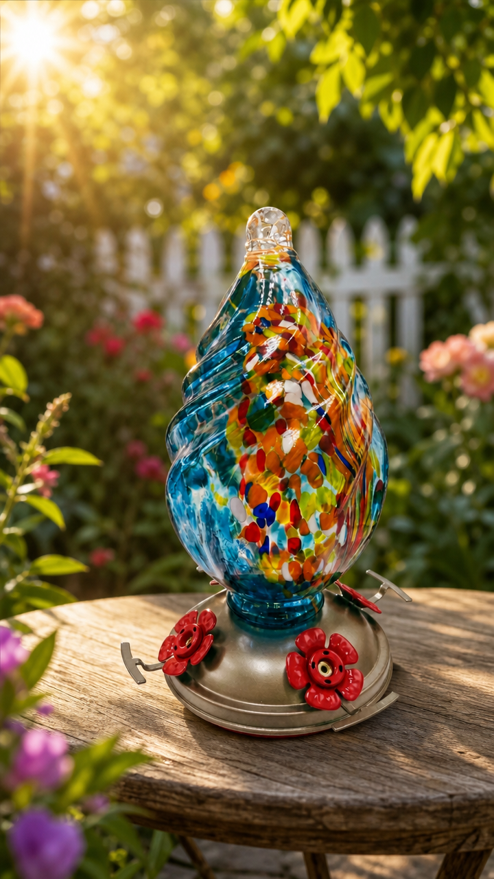 Hand Blown Glass Humming Bird Feeder RC40B