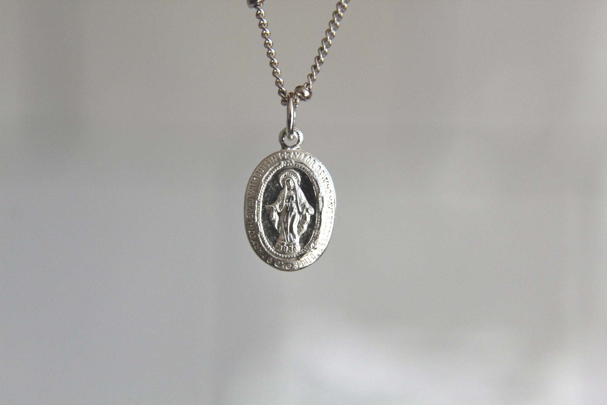 Dainty Miraculous Medal Necklace in Silver - Journeys of Faith
