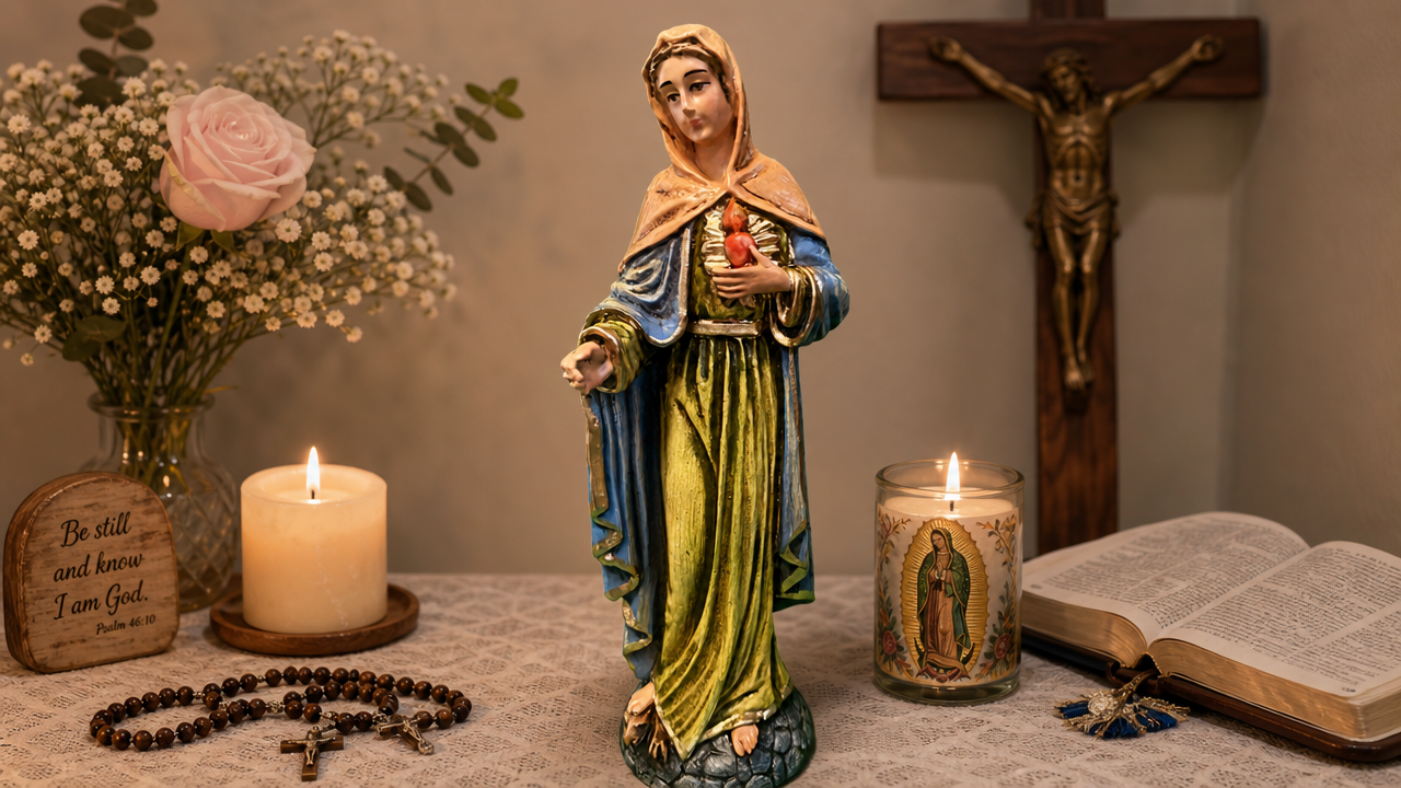 Flame of Love 8 Inch Hand Painted Statue from Colombia #L027